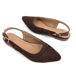 Load image into Gallery viewer, The Perforated Slingback Flat in Brown
