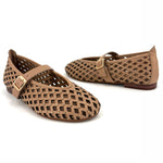 Load image into Gallery viewer, The Perforated Maryjane Flat in Cappuccino
