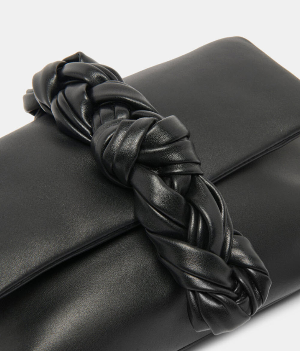 The Leather Braided Clutch in Black