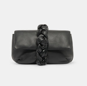 The Leather Braided Clutch in Black