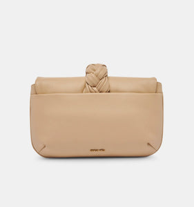 The Leather Braided Clutch in Tan