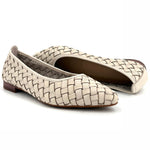 Load image into Gallery viewer, The Woven Almond Toe Flat in Marshmallow
