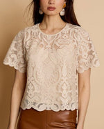 Load image into Gallery viewer, The Lace Short Sleeve Top
