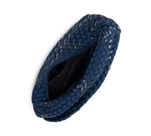 The Mini Neoprene Woven Hobo in Navy Metallic