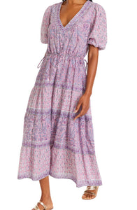 The Short Sleeve Midi Dress in Mixed Lilac