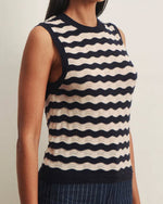 Load image into Gallery viewer, The Stripe Chevron Knit Shell in Ink
