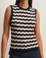 Load image into Gallery viewer, The Stripe Chevron Knit Shell in Ink
