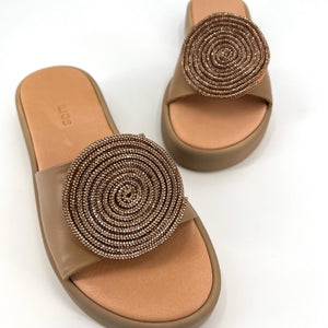 The Pave Circle Comfort Slide in Biscotto