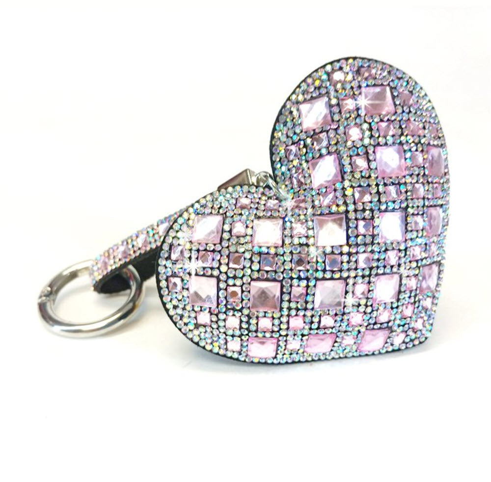 The Keychain Crystal Heart in Flamingo Pink