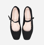 Load image into Gallery viewer, The Scallop Edge Knit Mary Jane in Black
