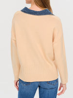 Load image into Gallery viewer, The Denim Collar Sweater in Off White
