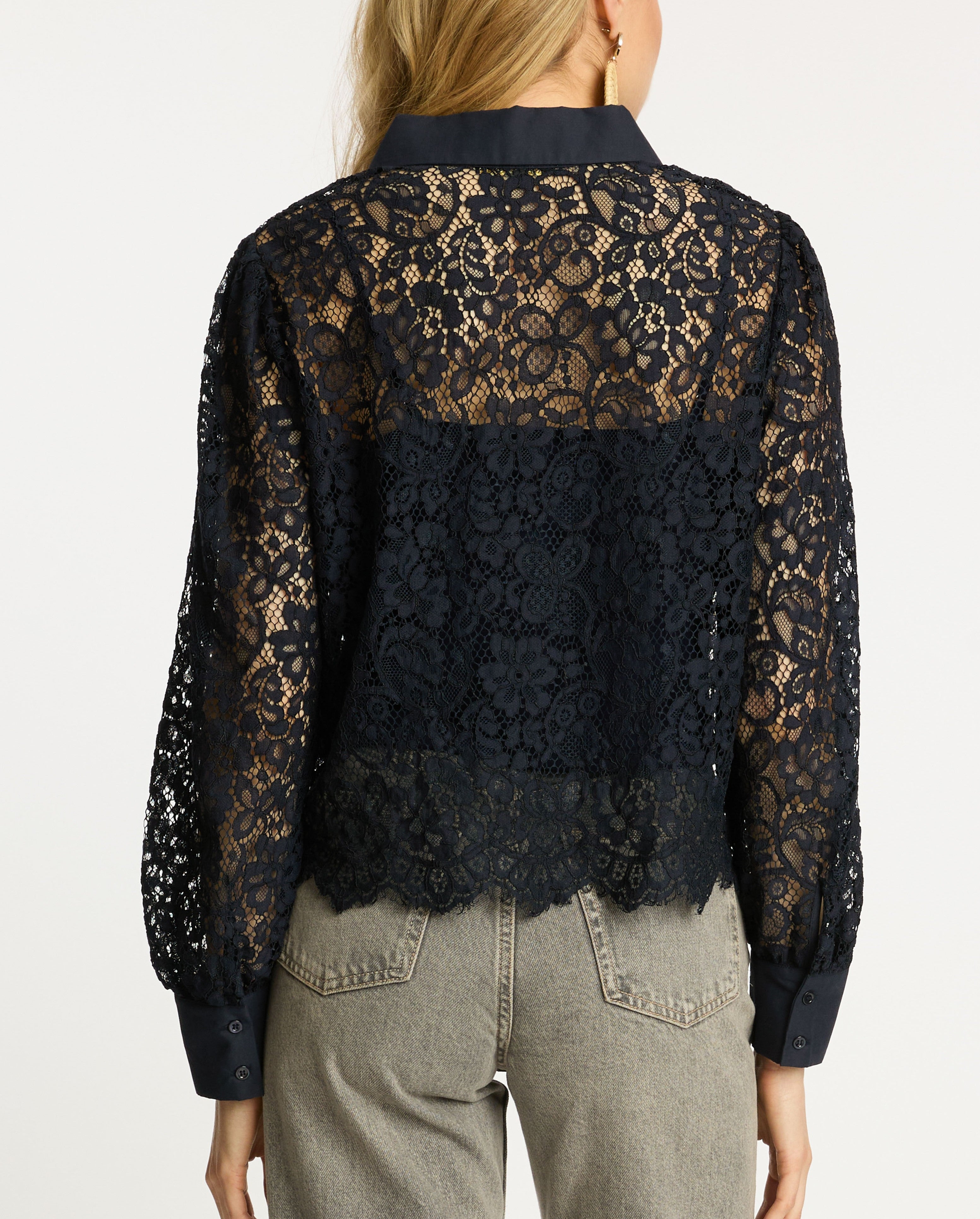 The Lace Top in Dark Navy