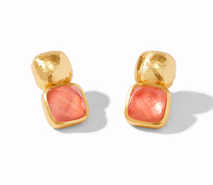 The Catalina Crystal Earring in Coral