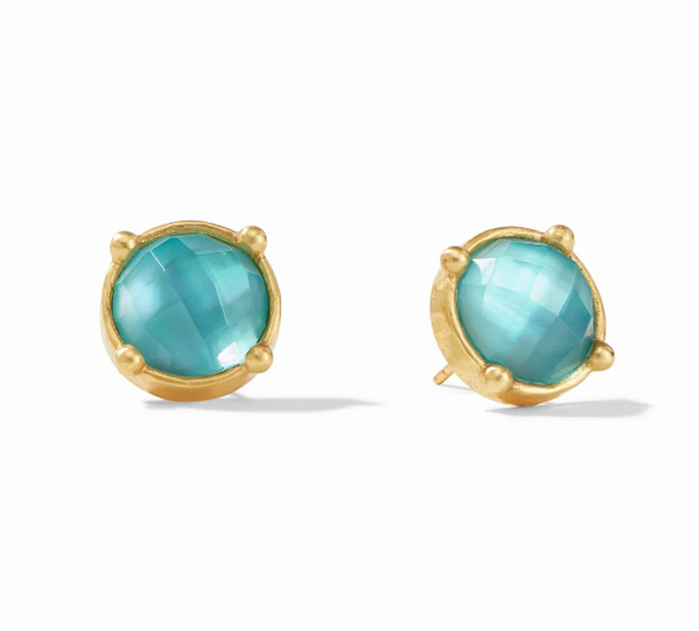The Honey Stud Earring in Iridescent Bahamian Blue