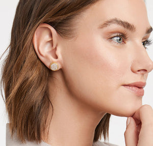 The Fleur-de-Lis Stud Earring in Gold CZ