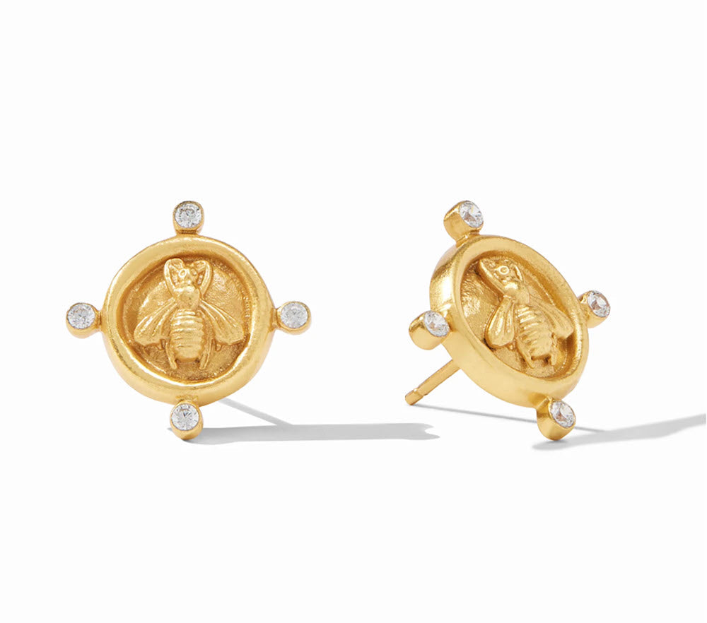 The Bee Cameo Stud in Gold CZ
