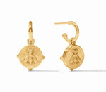 Load image into Gallery viewer, The Honeybee Hoop &amp; Charm Earring in Chalcedony Blue
