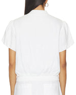 Load image into Gallery viewer, The Short Sleeve Linen Bomber Jacket in White
