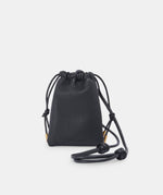 Load image into Gallery viewer, The Drawstring Leather Cell Phone Crossbody in Black

