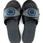 Load image into Gallery viewer, The Crystal Evil Eye Sandal in Black
