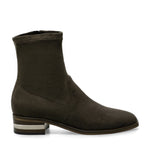 Load image into Gallery viewer, The Lucite Stack Heel Stretch Bootie in Chocolate
