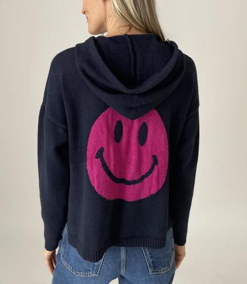 The Smiley Face Hoody in Navy Pink