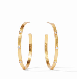 The Large Crescent Stone Hoop in Gold CZ