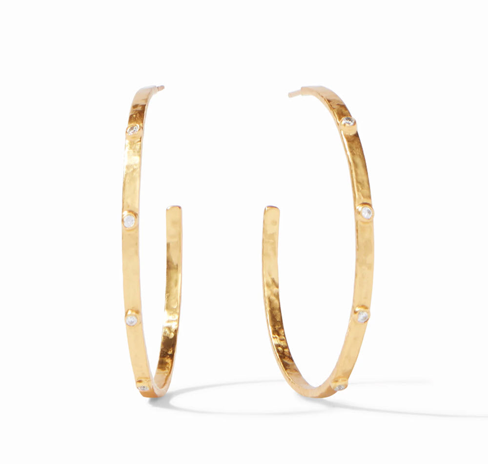 The Extra Large Crescent Stone Hoop in Gold CZ