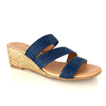 Load image into Gallery viewer, Babbs - The Raffia Elastic 3 Band Espadrille in Navy
