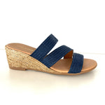 Load image into Gallery viewer, Babbs - The Raffia Elastic 3 Band Espadrille in Navy
