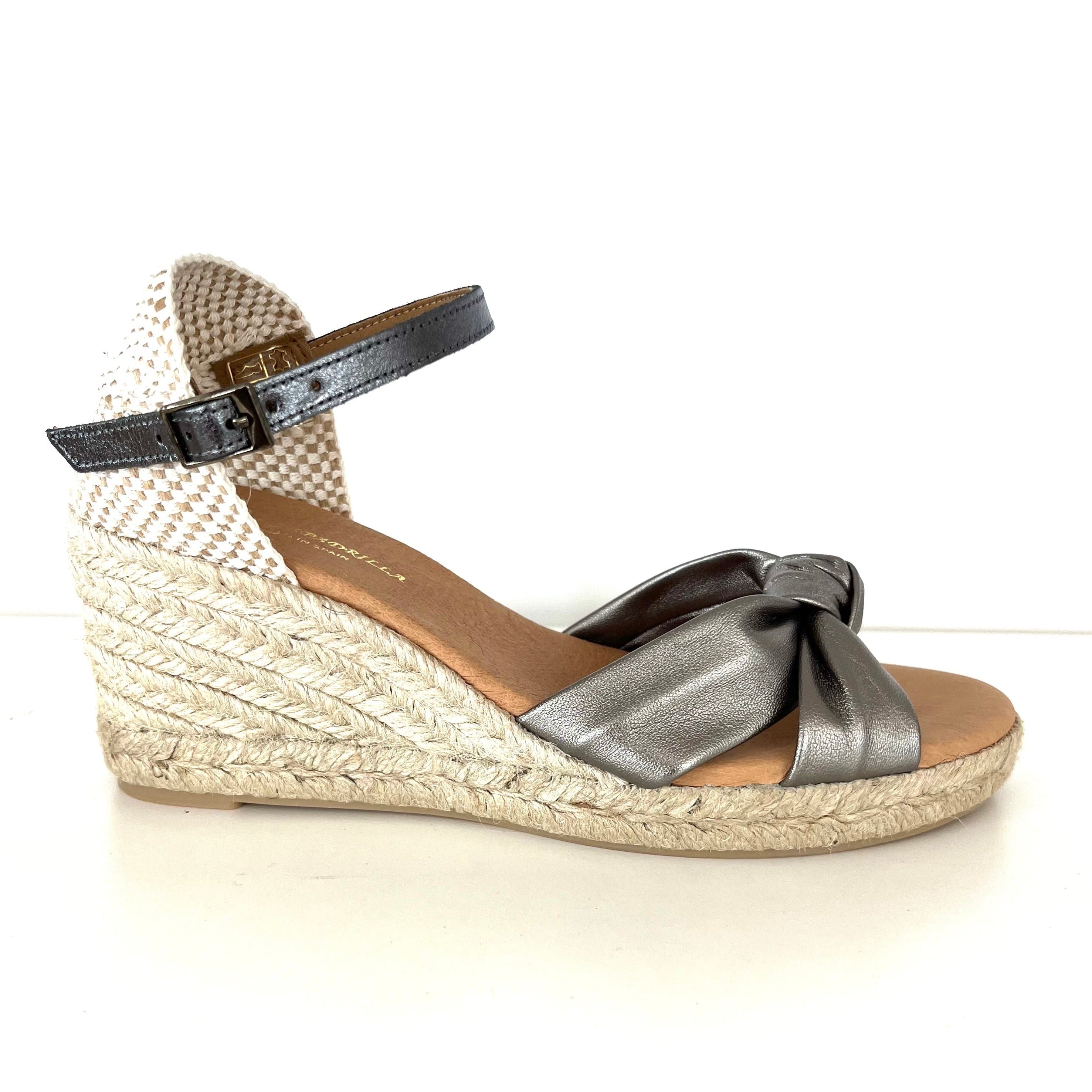 Lolli - The Knotted Espadrille Sandal in Pewter