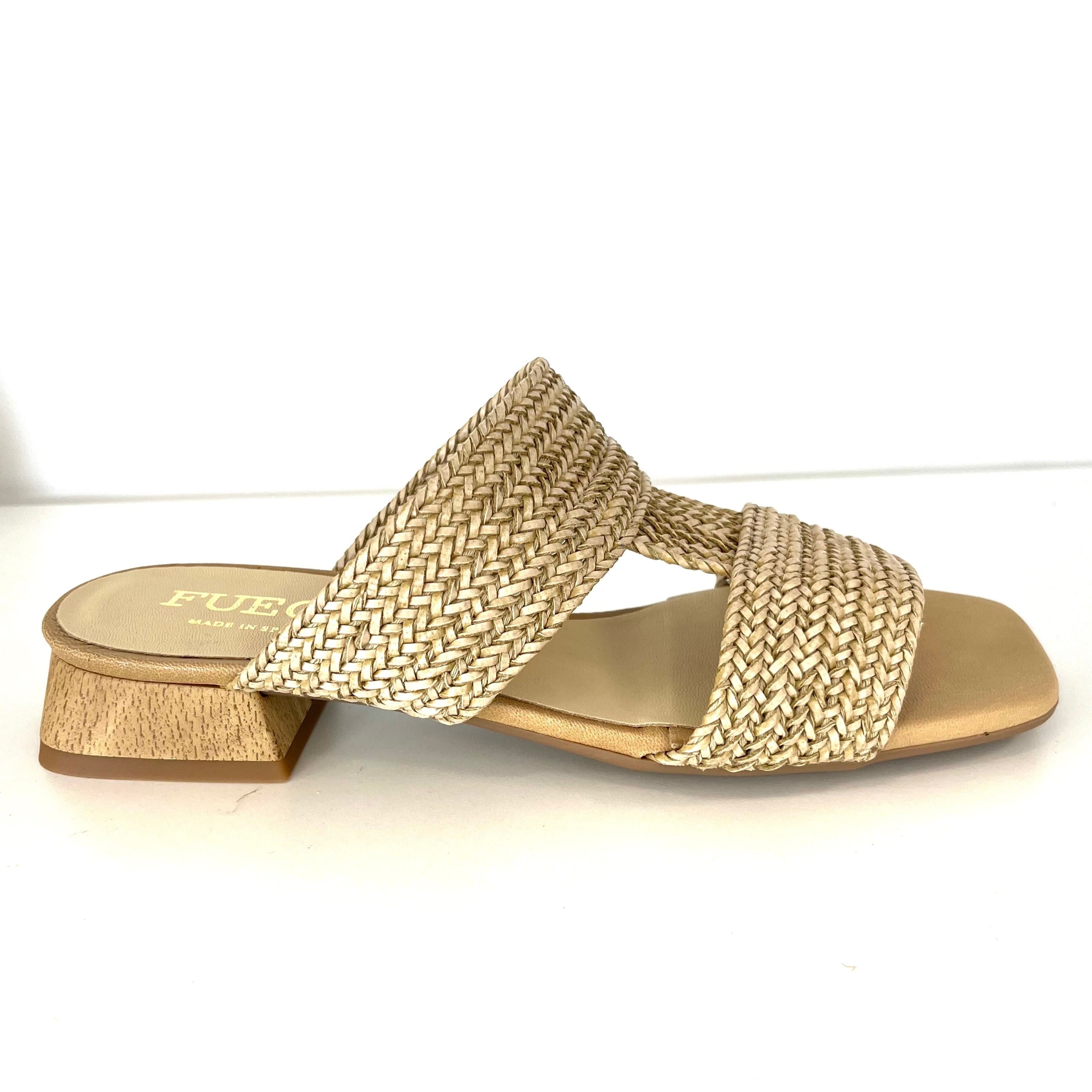 The Woven Leather T-Strap Sandal in Natural