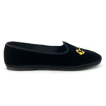 Load image into Gallery viewer, The Velvet Everyday Flat with Embroidered Bit in Black
