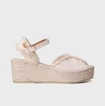 Load image into Gallery viewer, The Center Seam Frayed Canvas Espadrille in Ecru
