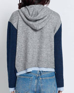 Load image into Gallery viewer, The Layered Colorblock Hoodie in Blue Grey
