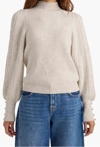 The Cable Mock Neck in Oat Heather