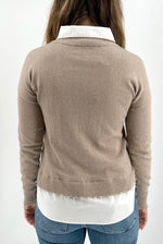Load image into Gallery viewer, The Collared Layered V-Neck Sweater in Mushroom
