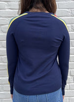 Load image into Gallery viewer, The Stripe Sleeve Crew in Navy
