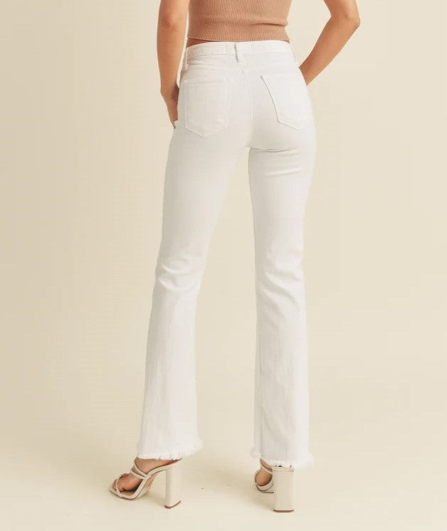 The Frayed Bootcut Jean in Optic White