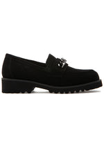 Load image into Gallery viewer, The Lug Sole Loafer with Chain in Black
