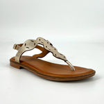 Load image into Gallery viewer, The Laser Cut Comfort Thong Sandal in Gold
