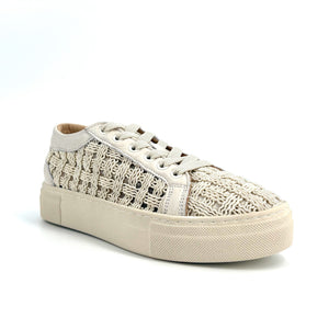 The Satin Lattice & Mesh Sneaker in Marshmallow