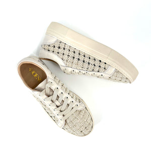 The Satin Lattice & Mesh Sneaker in Marshmallow
