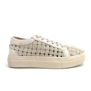 The Satin Lattice & Mesh Sneaker in Marshmallow