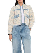 Load image into Gallery viewer, The Floral Quilted Jacket in Cream

