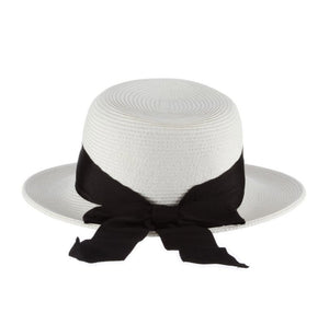 The Paper Braid Sun Hat with Bow in White