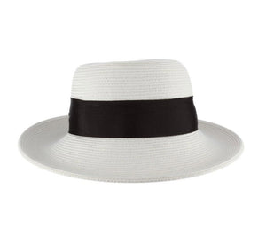 The Paper Braid Sun Hat with Bow in White