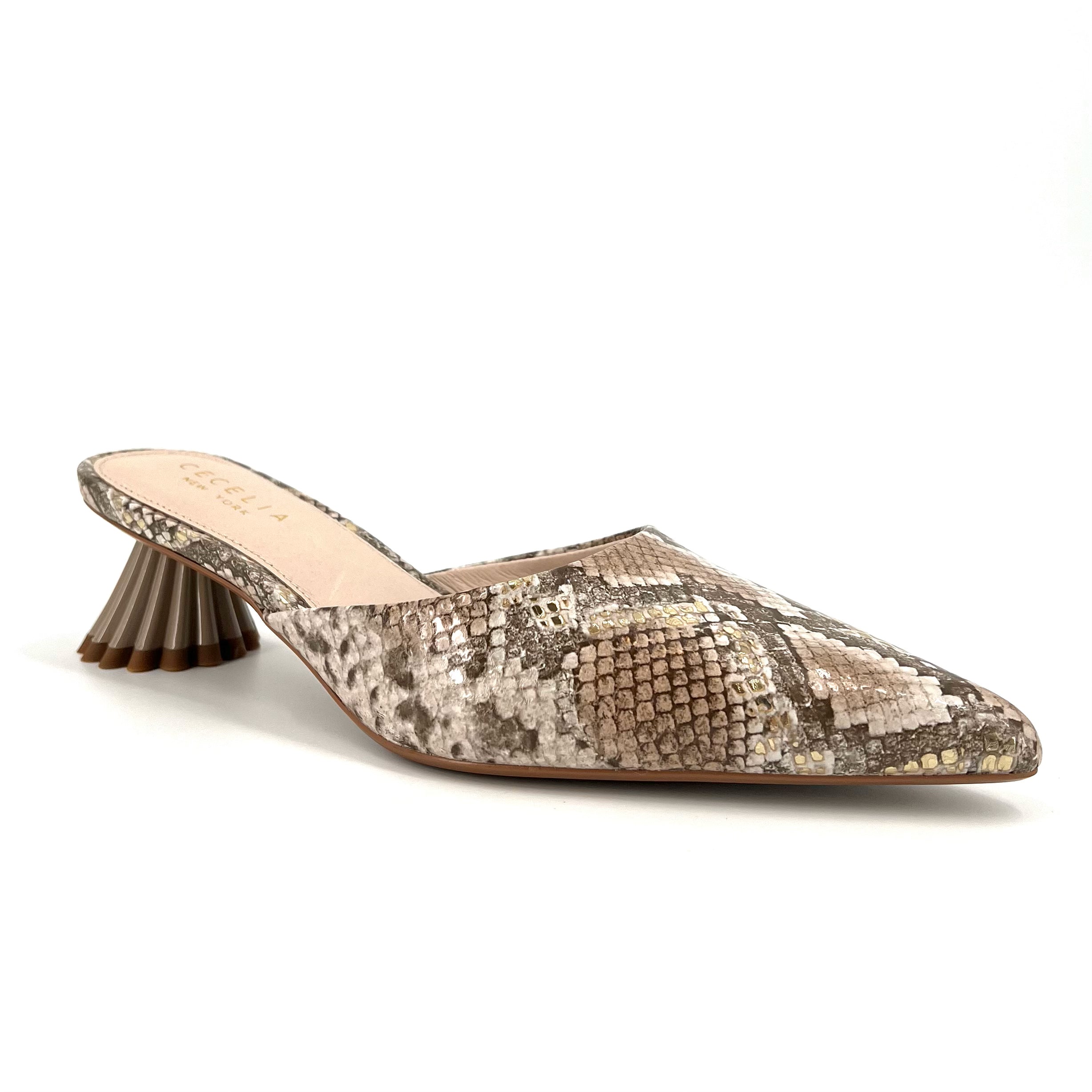 The Snake Mule with Sculpted Heel in Natural