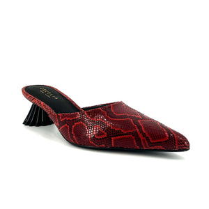 The Snake Mule with Sculpted Heel in Red