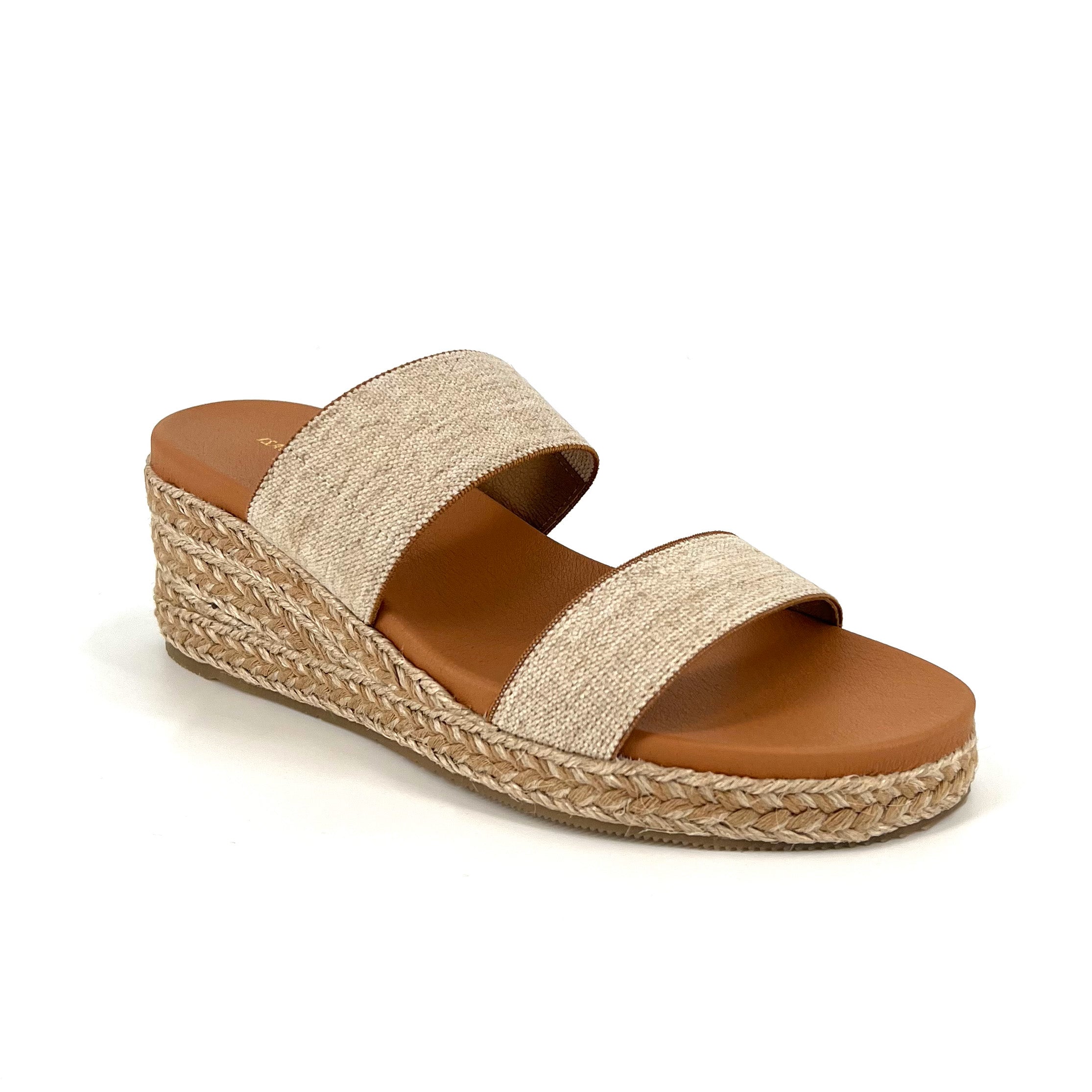 The Elastic 2 Band Espadrille in Natural Linen